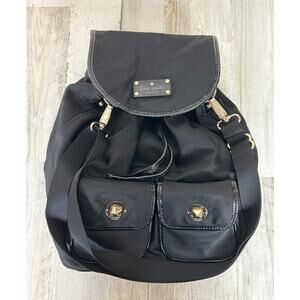 Kate Spade Nylon Convertible Black Backpack Crossbody Bag patent leather